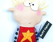 Football Player named Dallas ... WaLL ArT ... holding a football ... Red yellow blue ... Art DoLL