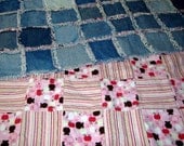 Candy Apple Recycled Denim Blue Jeans Rag Quilt