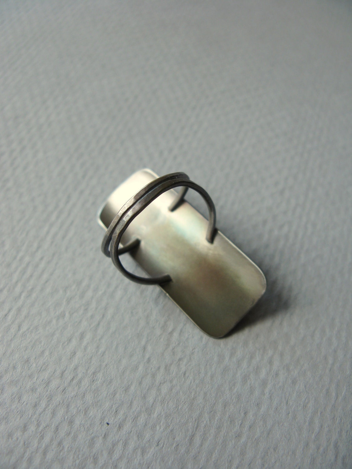 Scutum - ancient Roman legionary silver shield ring with brass studs