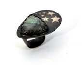Labradorite Sterling Silver Ring Starburst