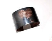 Heart 8 Bit Etched Cuff Bracelet Copper