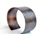 Copper Cuff Bracelet Abstract Mod Etched
