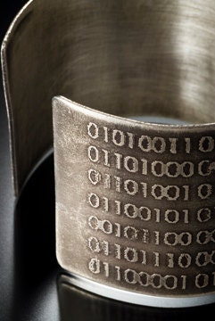 Custom Sterling Silver Binary Code Cuff Bracelet
