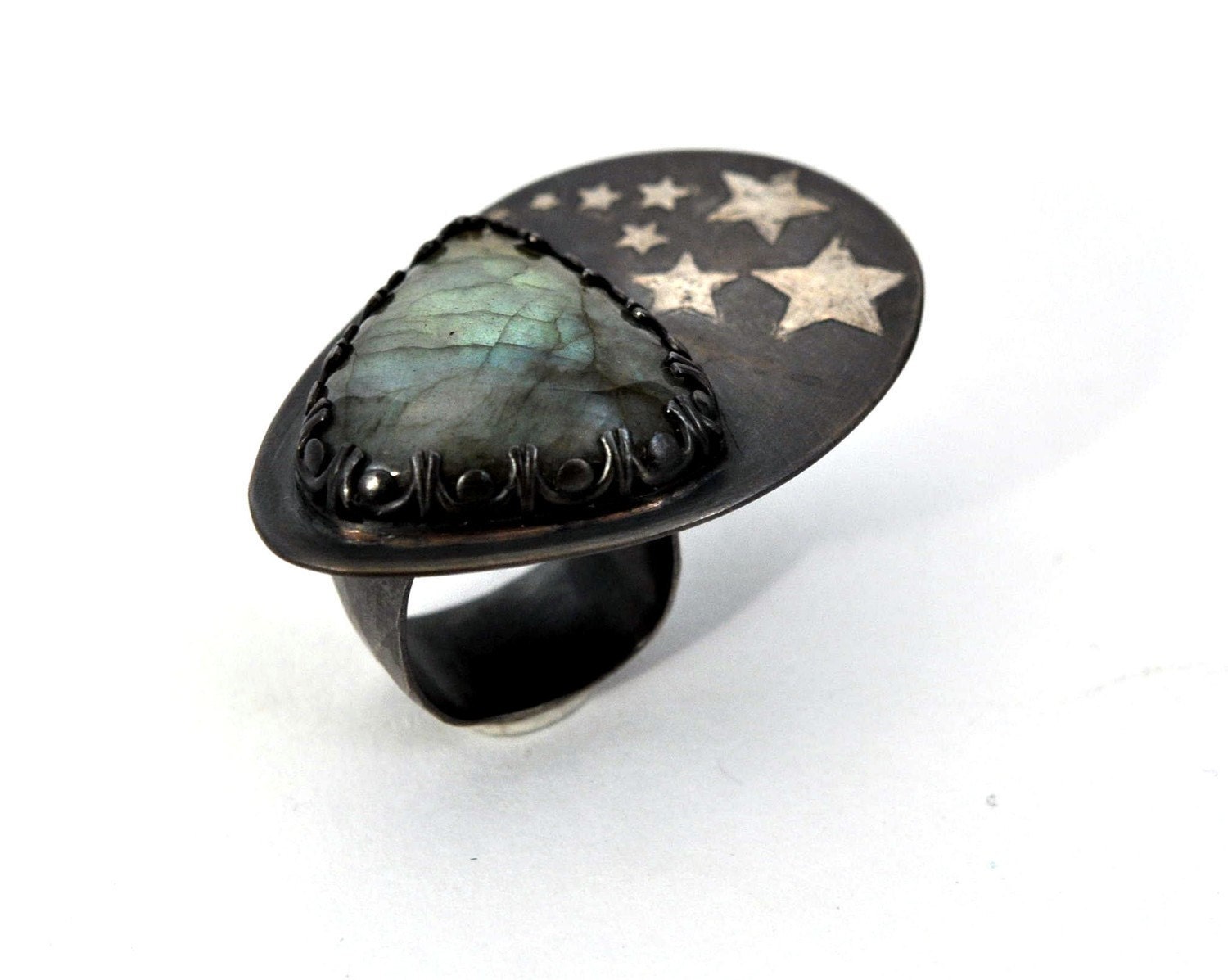 Labradorite Sterling Silver Ring Starburst