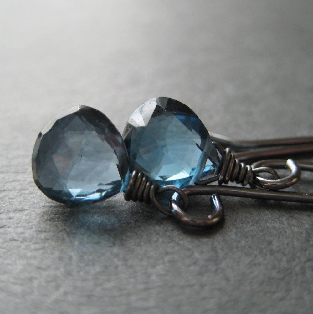 Faceted London Blue Topaz Earrings