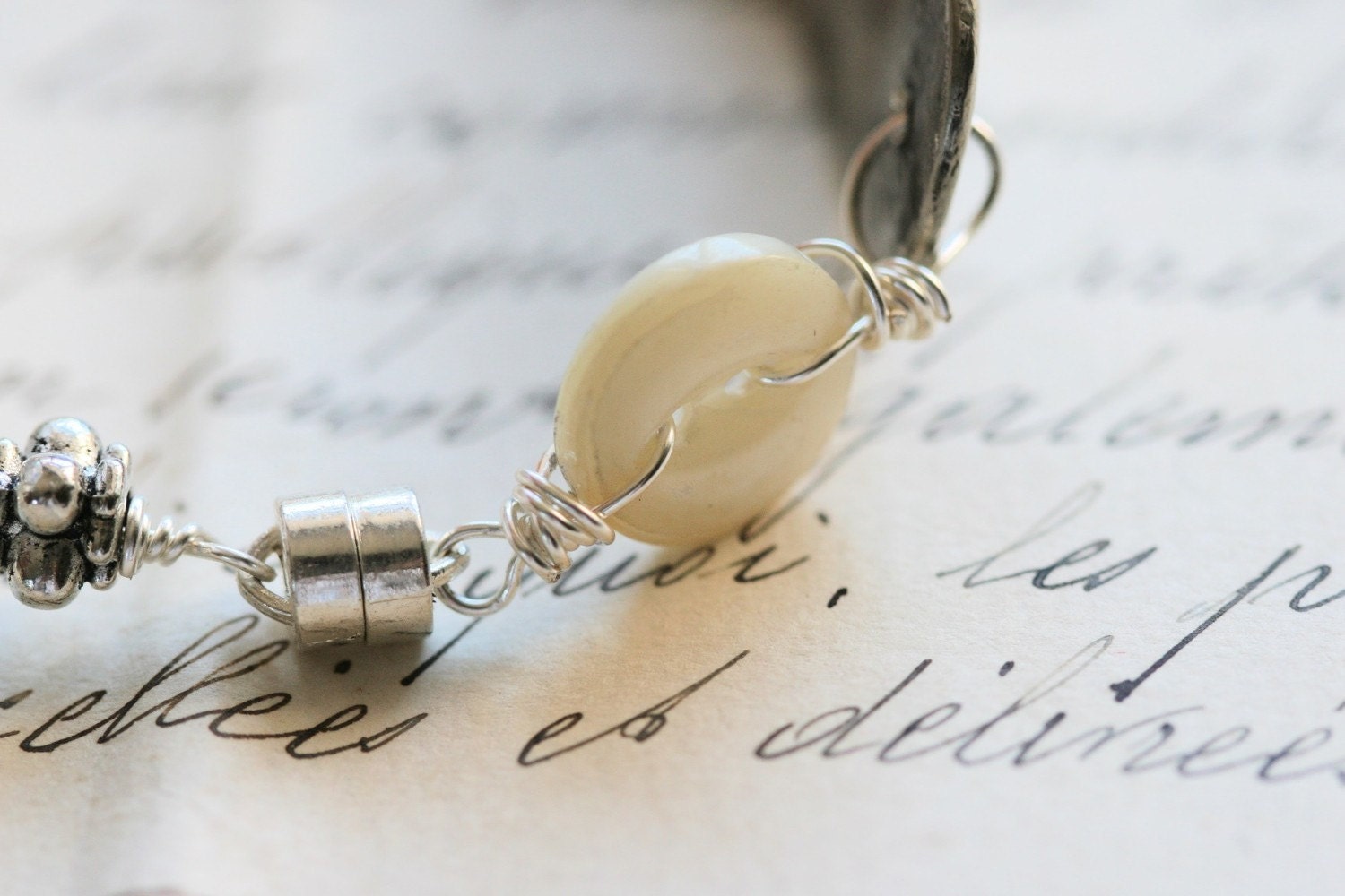 Listen to the Whispers of Your Heart Silver Spoon Bracelet...Hand Stamped...Shabby...Vintage...Free Shipping