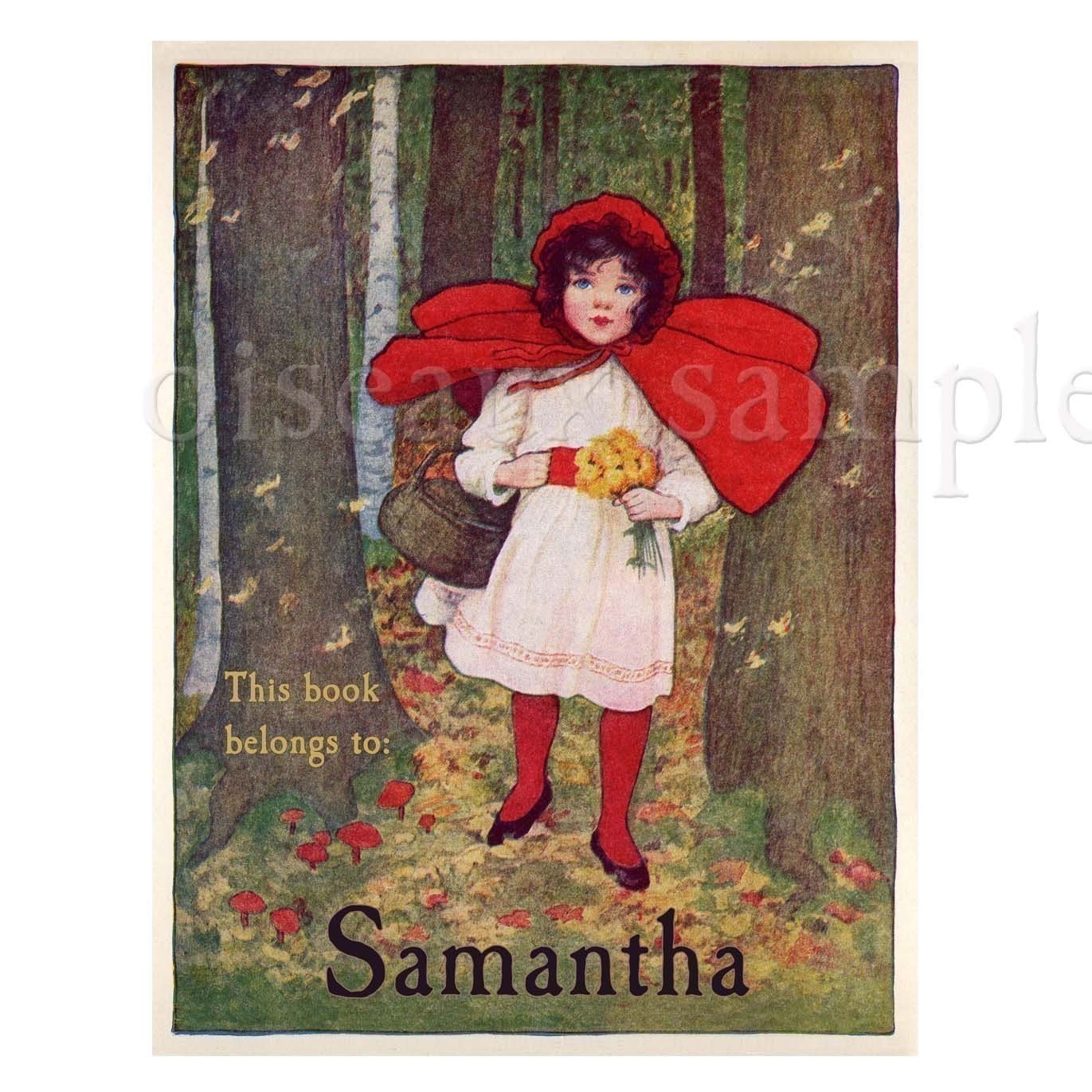 Vintage Little Red Riding Hood Personalized Bookplates