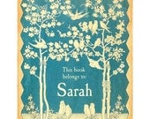 Personalized Vintage Blue Bird Bookplates
