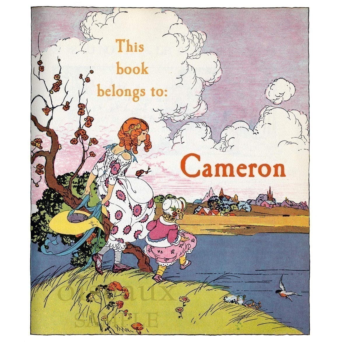Vintage Spring Clouds Personalized Bookplates