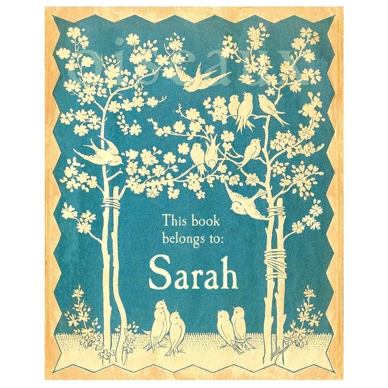 Personalized Vintage Blue Bird Bookplates