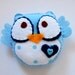 Owl in baby blue and polka dots