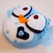 Owl in baby blue and polka dots
