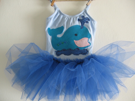 WHALE  TUTU- Queen of the Sea - Whale Leotard  --Size 18/24 months, 2/4 years, 4/6 years or 6/8 years and up