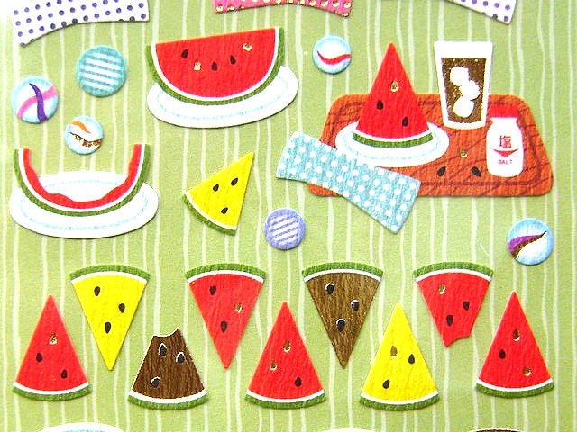 Japanese Chiyogami Stickers Watermelon in Summer S2