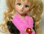 Pink Leaopard Pink Fur Stole for SD 60cm BJD Dolls Fairy Kei punk style bow cute lined stole
