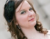 Tiffany Modern Vintage Feather Fascinator with Swarovski Crystals - Custom Bridal Bridesmaids Head Piece