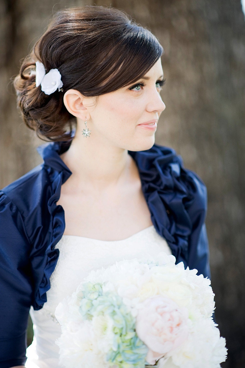 Camellia Silk Floral Victorian Bridal Bolero Jacket - Custom Made to Order Wedding Dress Accessory