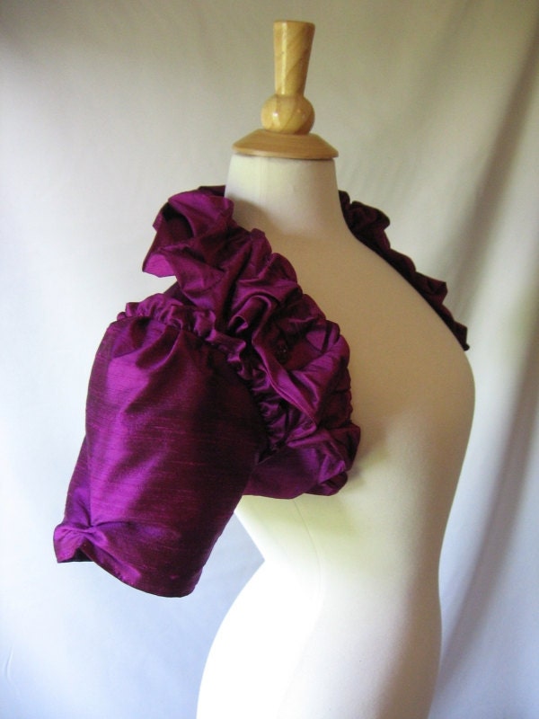 Jacinta Silk Floral Modern Vintage Bridal Bolero Jacket - Custom Made to Order Wedding Dress Accessory