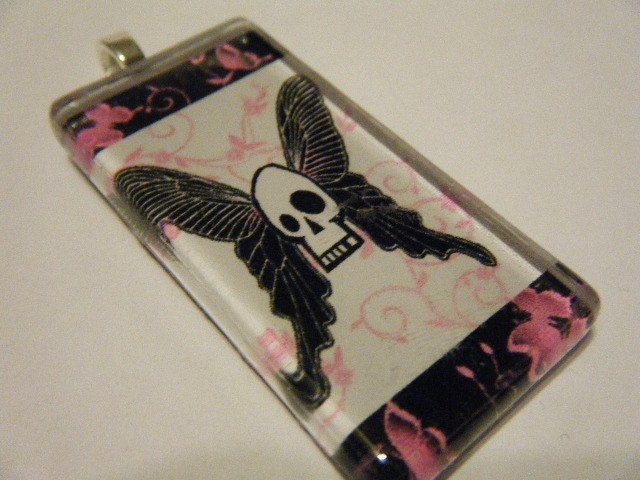 Angel Skull Tattoo Glass pendant
