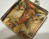 A Fairy Family  Glass Tile Pendant