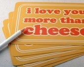 Funny Postcard Set - I Love You More Than Cheese Postcards - Valentines by Oh Geez Design