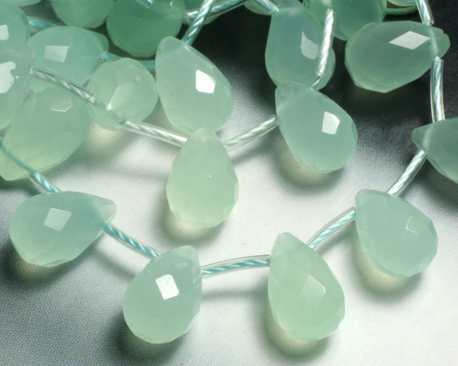 Sea blue quartz faceted teardrop briolette 12x8mm, 6 pcs (item ID L1231SBQFT)