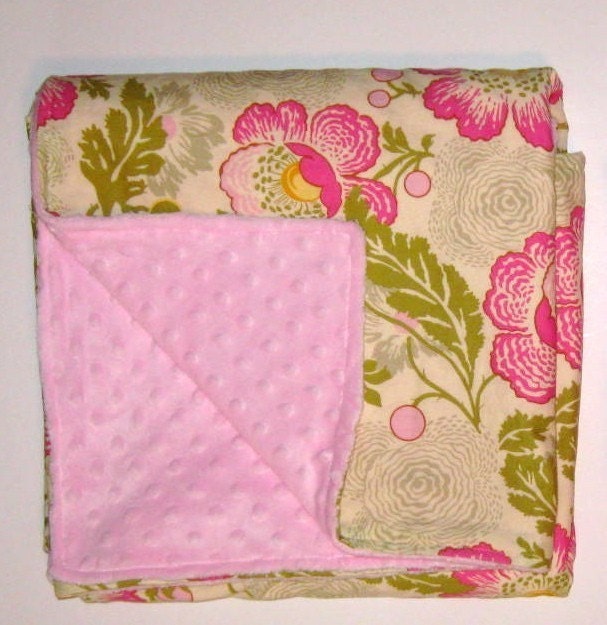 Blanket  - Large Pink Poppy Minky