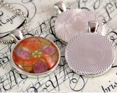 1 Inch Silver Circle Bezel Pendant Tray Setting with Deep Bezel Cup and Textured Back. 25mm. 25 Pack.