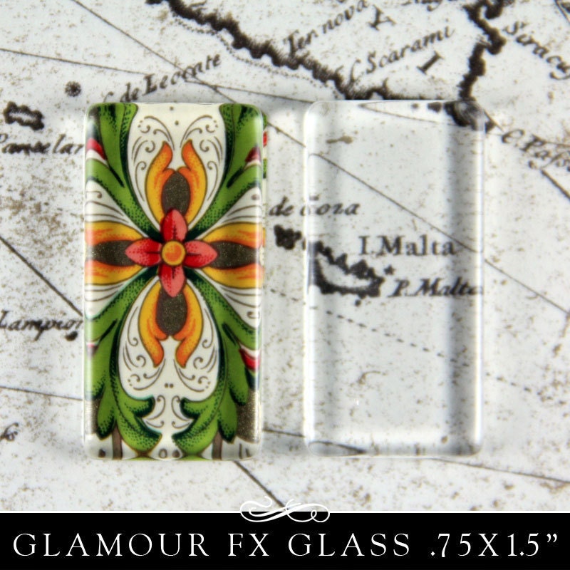 Clear Glass Rectangles for Jewelry and Magnets. .75" x 1.5" Glamour FX Glass is an Annie Howes Exclusive. 25 Pack.