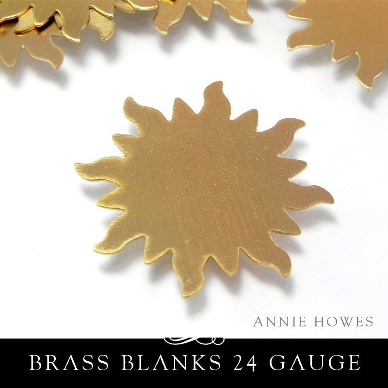 Sun Shaped Brass Metal Blank for Metal Stamping. Pack of 6. MET-450.28
