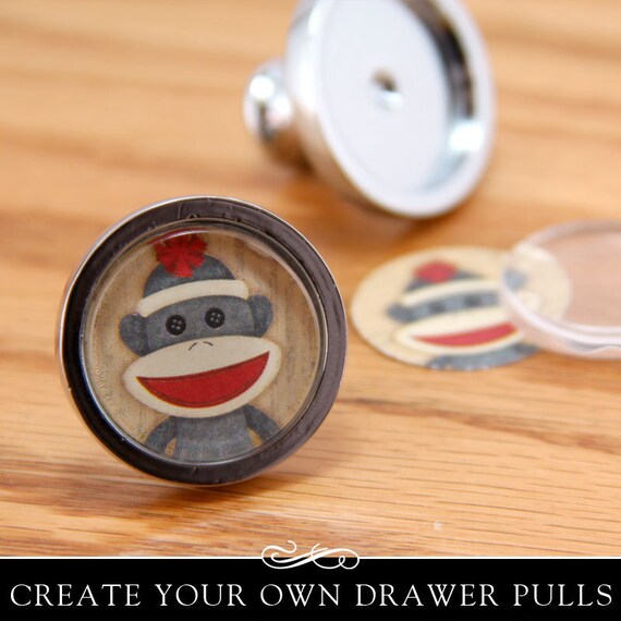 Glamour FX Clear Glass and Drawer Pull Kit. Silver Drawer or Cabinet Knob with Clear Glass Insert. Annie Howes.