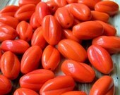 Vintage Glass Beads, orange red in color, 6 beads