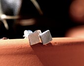 Tiny Square Studs in Silver