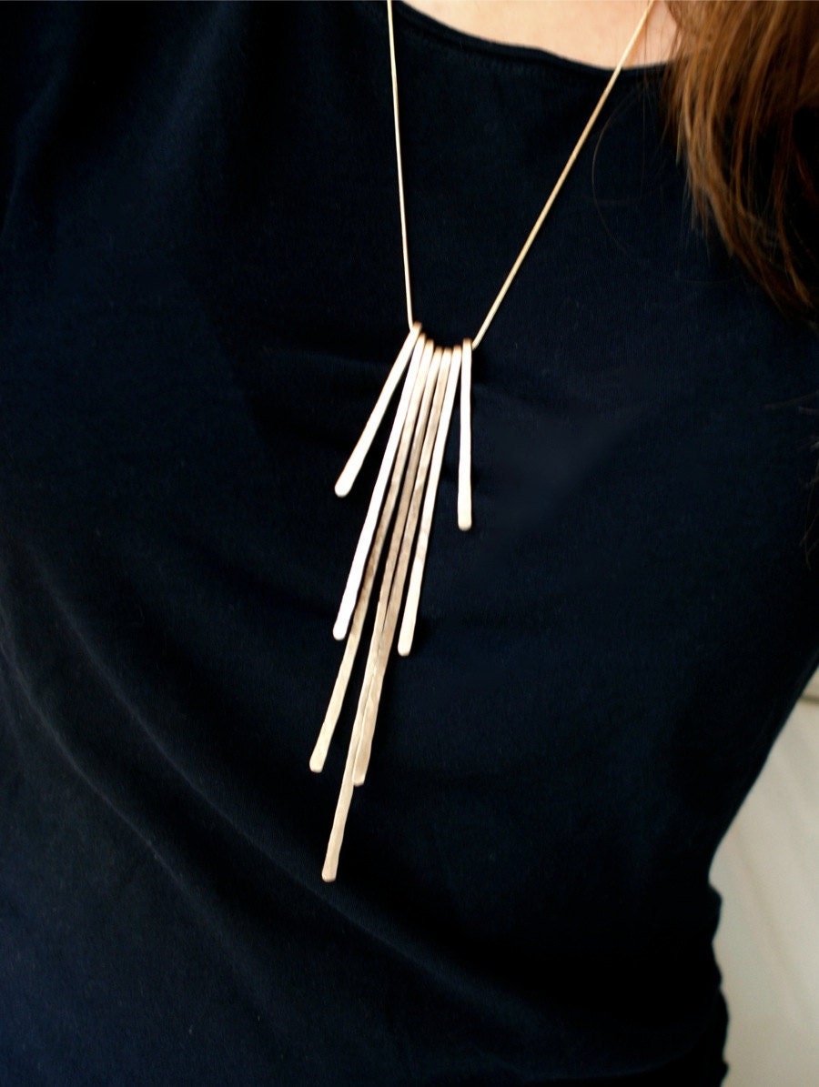Hammered Sunburst necklace in Silver