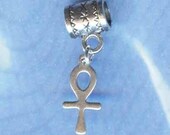 Sterling Silver Ankh Lrg Hole Bead Fits All European Style Add a Bead Charm Bracelet Jewelry Pnd-AnTn