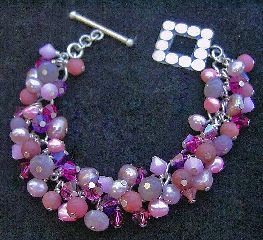 Pink Gemstone Charm Bracelet - Princess