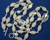 Snow Quartz, Crystal Quartz and Sterling Necklace