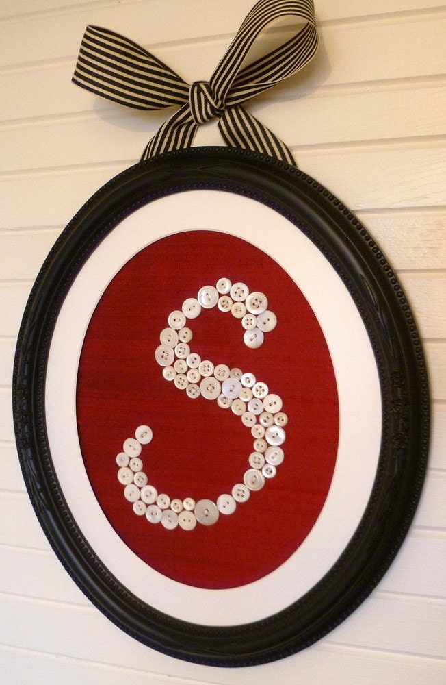 Framed Button Monogram -- You Pick The Letter and Color of Fabric -- by Letter Perfect Designs on Etsy
