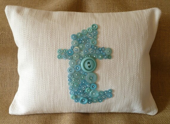 Personalized Button Monogram Pillow -- Your Choice of Button Color -- 12x16 (insert Included)