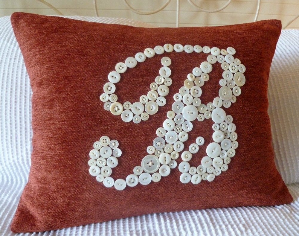 Personalized Pillow, Monogrammed Pillow, Letter B, Unique Wedding Housewarming Gift, Custom Design Your Own Pillow