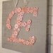 Baby Monogram Button Letter on Canvas -- Pink Buttons on Gray Grey Silk -- Unique Childrens Kids Letter Art
