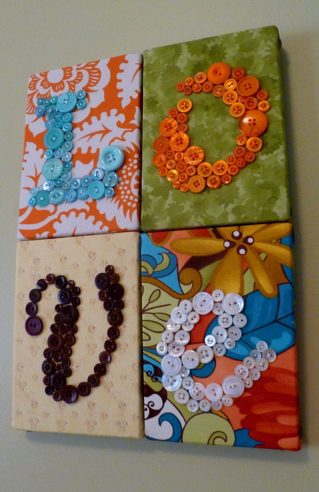 Wall Art, Button Art, Nursery Letter Art, LOVE Button Wall Hanging, You Choose Colors and Size by Letter Perfect Designs