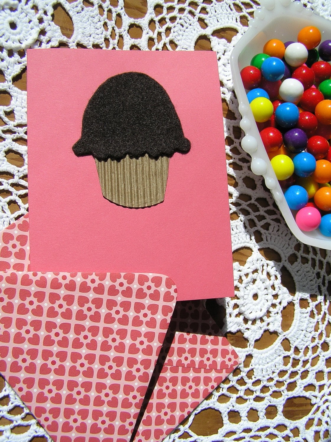 Chocolate Cupcake Birthday Card, Pink with Reclaimed Materials, Cute, Kids, Adults
