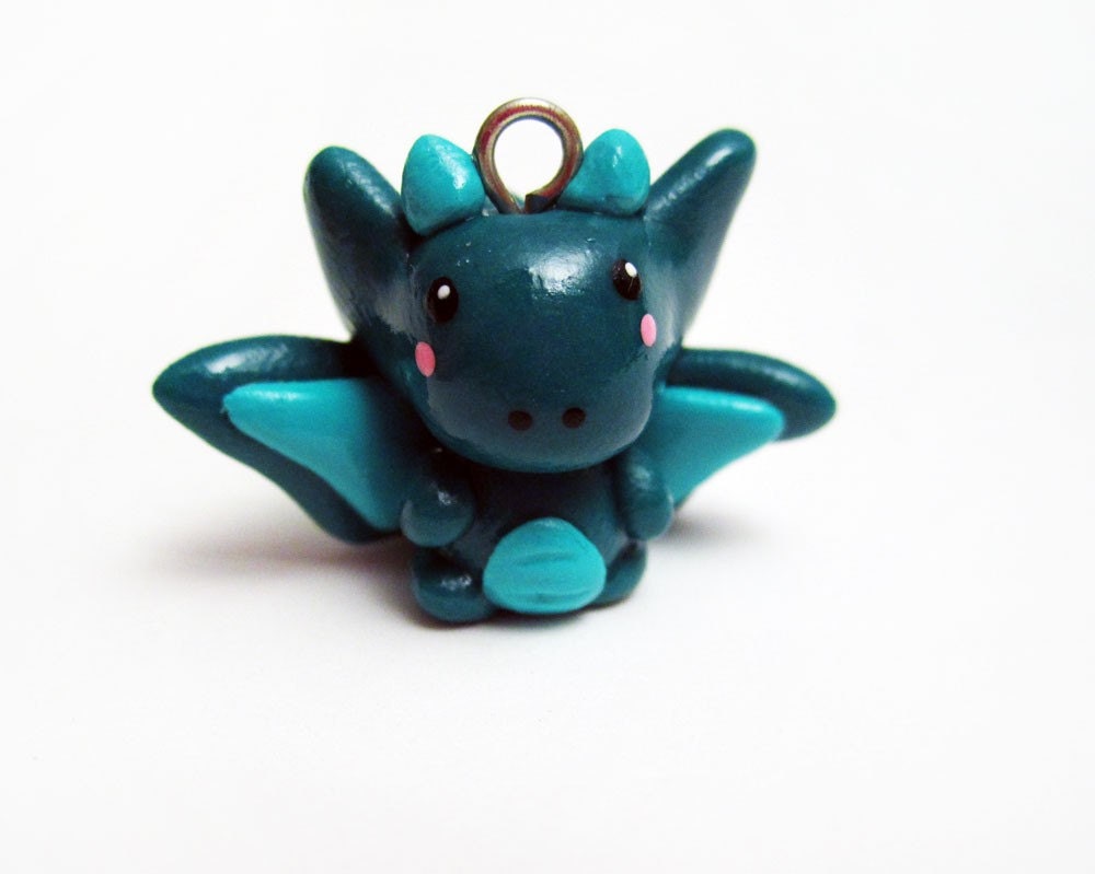Emerald Green Baby Dragon Polymer Clay Charm