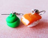 Salmon Sushi Roll & Wasabi Earrings