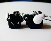 Polymer Clay Black Square Flying Pig Earrings