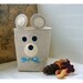 box Teddy Bear Linen Bin diaper caddy Nursery Organizer Storage Natural Oatmeal Linen  Basket  Embroidery Handmade tagt team Gift Wrap