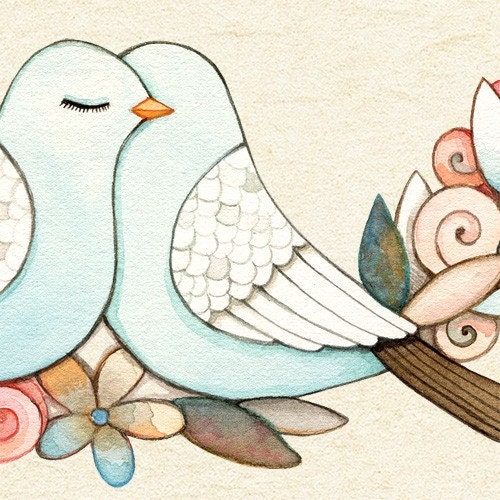 Lovebirds Print, watercolor painting, house warming gifts, true love never dies, inspirational quote