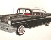 1957 Chevy Original 9 x 12 inch Watercolor Portraits You Provide The Picture Or Idea Made to Order by Pigatopia