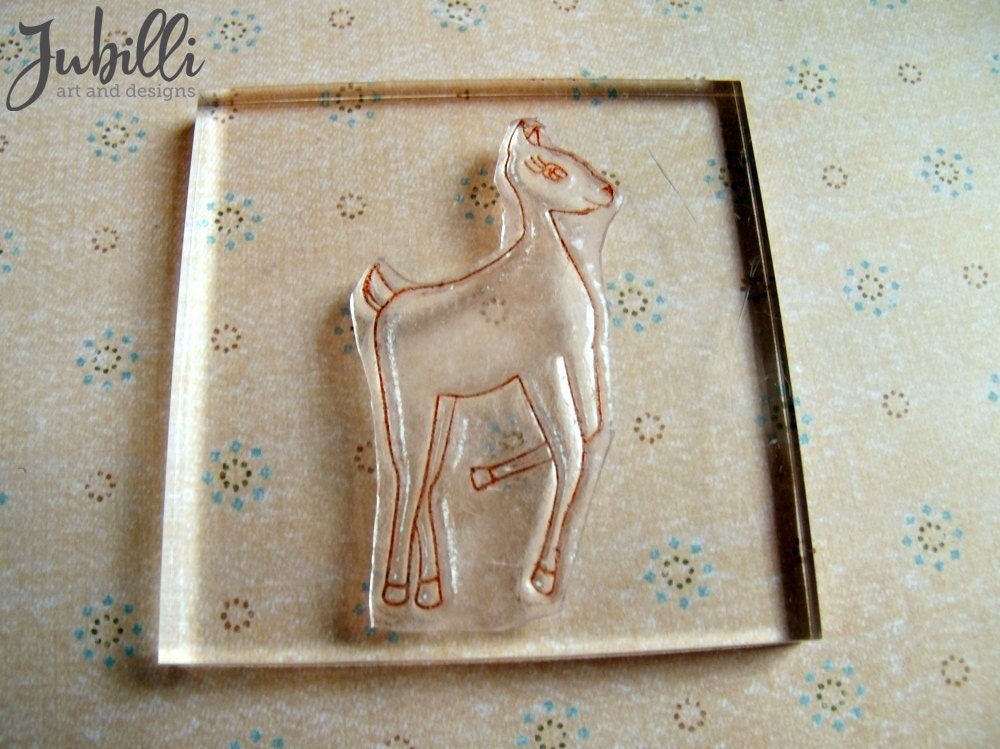 Handmade Deer Clear Rubber Stamp - Little Deer - my original artwork